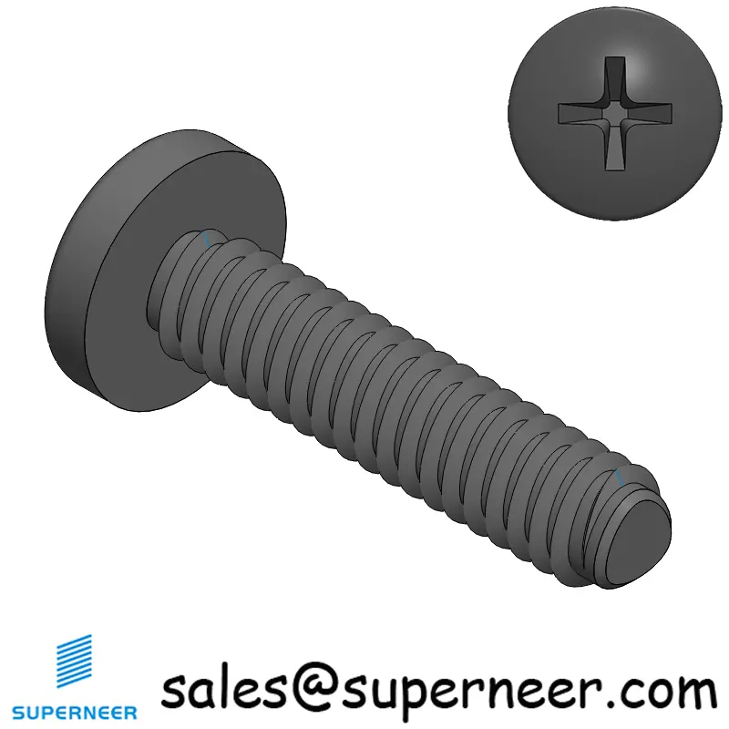 2-56 × 3/8 Pan Head Phillips Square Thread Forming  Screws for Metal  Steel Black