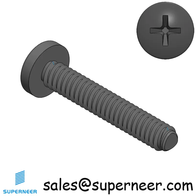 2-56 × 1/2 Pan Head Phillips Square Thread Forming  Screws for Metal  Steel Black