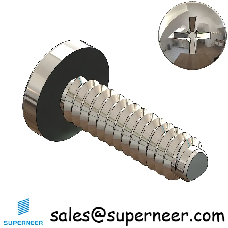 4-40 × 3/8 Pan Head Phillips Square Thread Forming  Screws for Metal  SUS304 Stainless Steel Inox