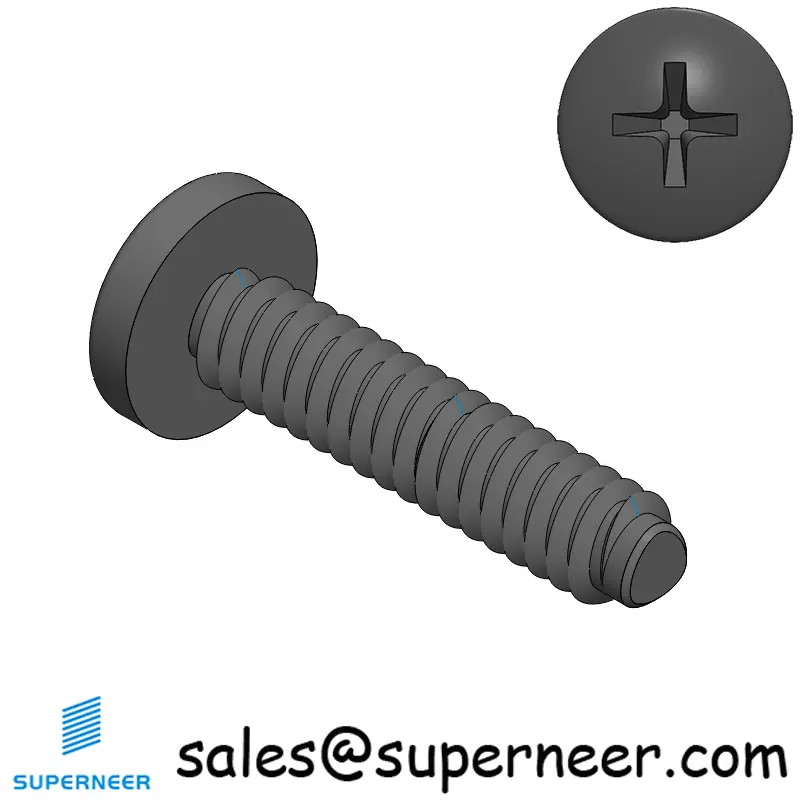 4-40 × 1/2 Pan Head Phillips Square Thread Forming  Screws for Metal  Steel Black