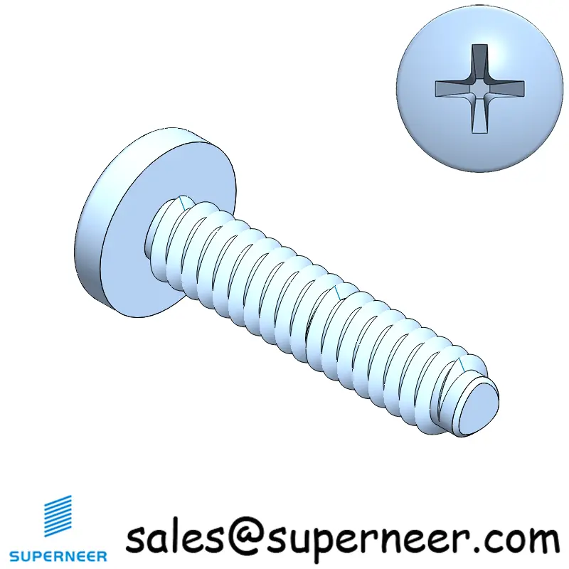 4-40 × 1/2 Pan Head Phillips Square Thread Forming  Screws for Metal  Steel Blue Zinc Plated