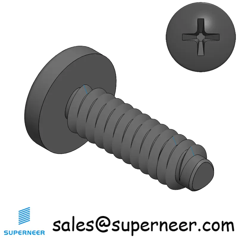 6-32 × 7/16 Pan Head Phillips Square Thread Forming  Screws for Metal  Steel Black