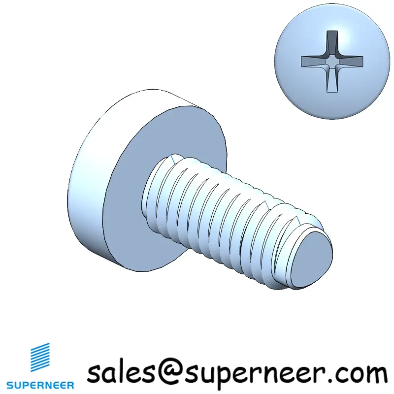 M3 × 7mm Pan Head Phillips-Square Thread Forming Screws for Metal Steel Blue Zinc Plated
