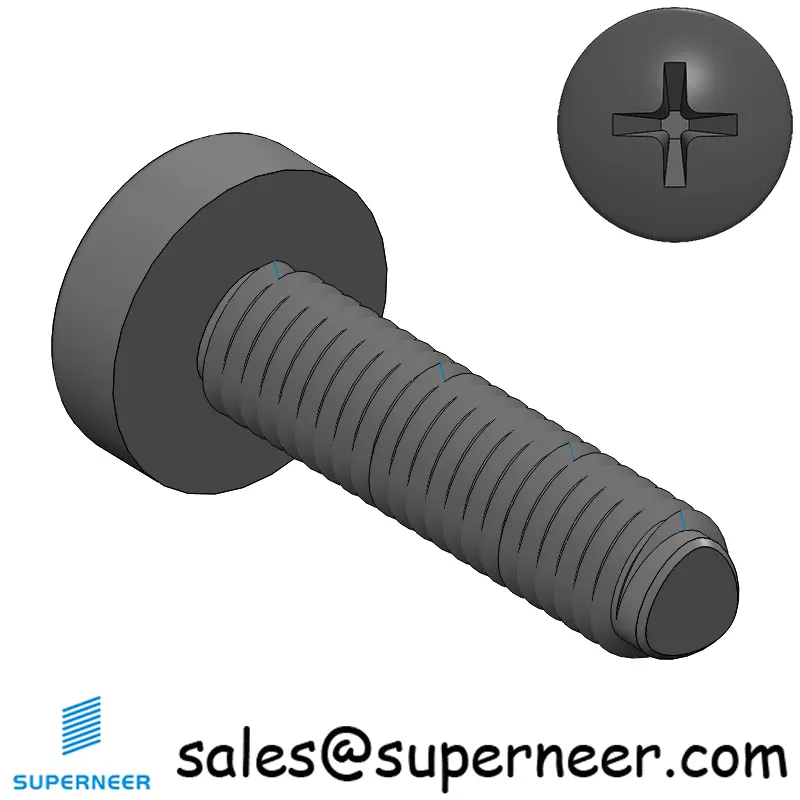 M3 × 12mm Pan Head Phillips-Square Thread Forming Screws for Metal Steel Black