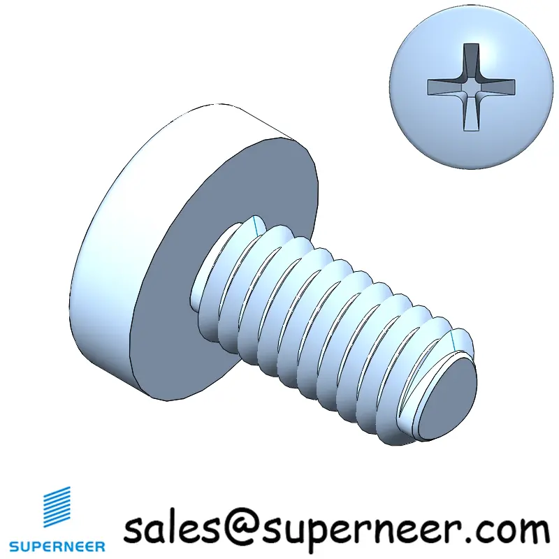 M4 × 8mm Pan Head Phillips-Square Thread Forming Screws for Metal Steel Blue Zinc Plated