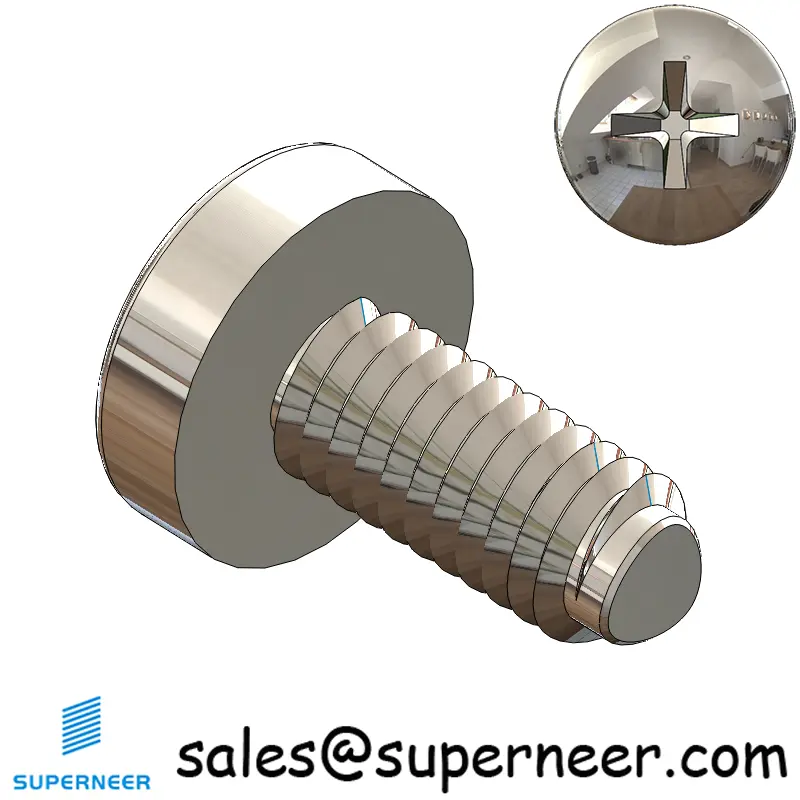 M4 × 9mm Pan Head Phillips-Square Thread Forming Screws for Metal SUS304 Stainless Steel Inox