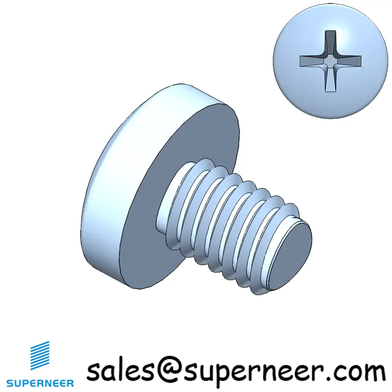 M6 × 8mm Pan Head Phillips-Square Thread Forming Screws for Metal Steel Blue Zinc Plated