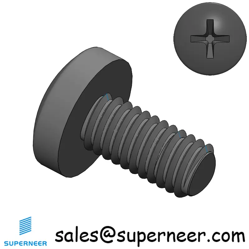 M6 × 12mm Pan Head Phillips-Square Thread Forming Screws for Metal Steel Black