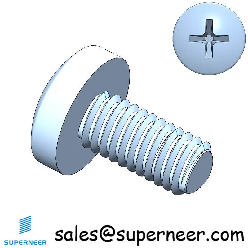 M6 × 12mm Pan Head Phillips-Square Thread Forming Screws for Metal Steel Blue Zinc Plated