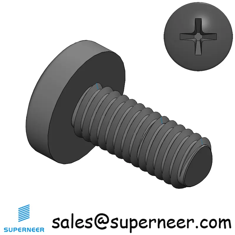 M6 × 14mm Pan Head Phillips-Square Thread Forming Screws for Metal Steel Black