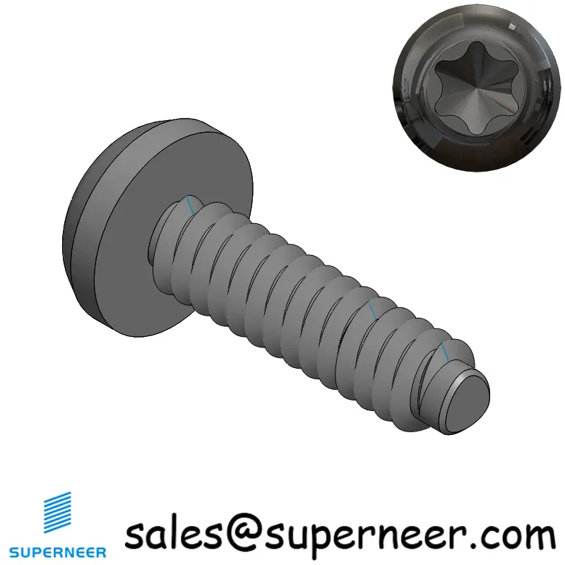 6-32 × 1/2 Pan Head Torx Thread Forming  Screws for Metal  Steel Black