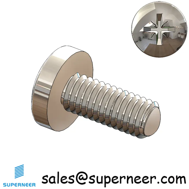 M6 × 14mm Pan Head Pozi Thread Forming Screws for Metal SUS304 Stainless Steel Inox