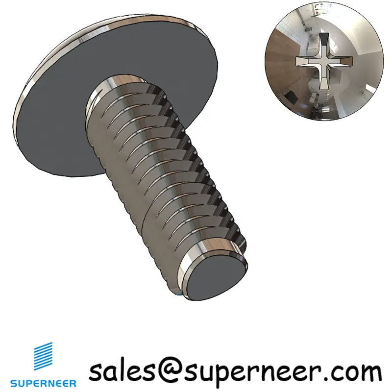 M3 × 8mm Truss Head Phillips Thread Forming Screws for Metal SUS304 Stainless Steel Inox