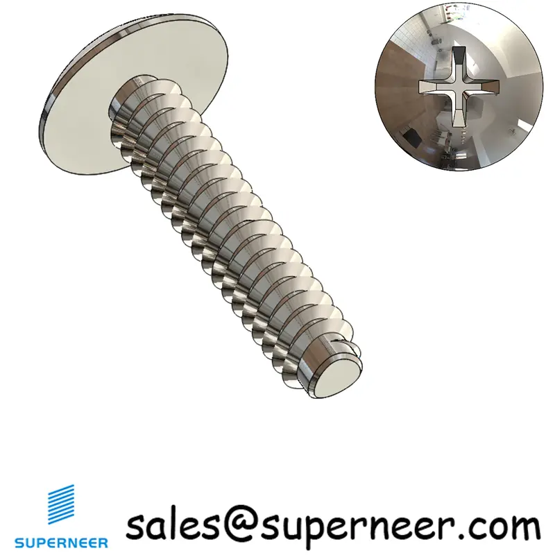 M4 × 8mm Truss Head Phillips Thread Forming Screws for Metal SUS304 Stainless Steel Inox