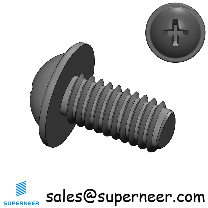 M2.5 × 5mm Pan Washer Phillips Thread Forming Screws for Metal Steel Black