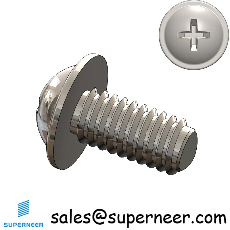 M2.5 × 5mm Pan Washer Phillips Thread Forming Screws for Metal SUS304 Stainless Steel Inox
