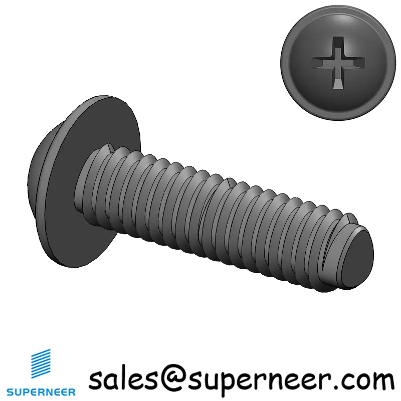 M2.5 × 9mm Pan Washer Phillips Thread Forming Screws for Metal Steel Black