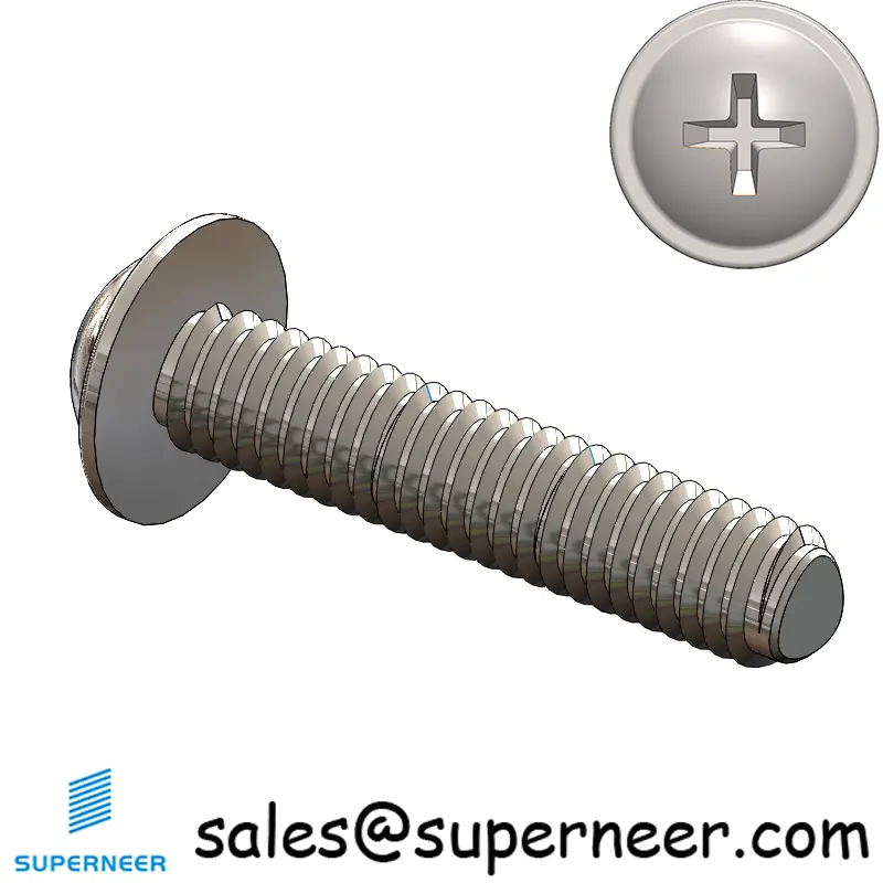 M2.5 × 12mm Pan Washer Phillips Thread Forming Screws for Metal SUS304 Stainless Steel Inox