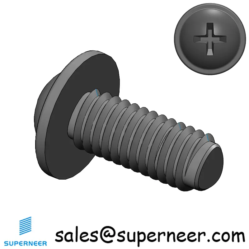 M3 × 7mm Pan Washer Phillips Thread Forming Screws for Metal Steel Black