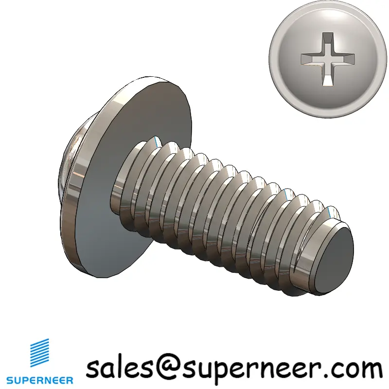 M3 × 7mm Pan Washer Phillips Thread Forming Screws for Metal SUS304 Stainless Steel Inox