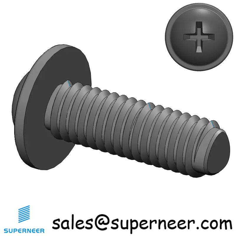 M3 × 9mm Pan Washer Phillips Thread Forming Screws for Metal Steel Black