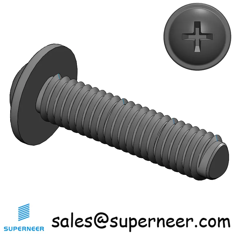 M3 × 12mm Pan Washer Phillips Thread Forming Screws for Metal Steel Black