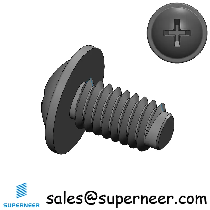 M4 × 7mm Pan Washer Phillips Thread Forming Screws for Metal Steel Black