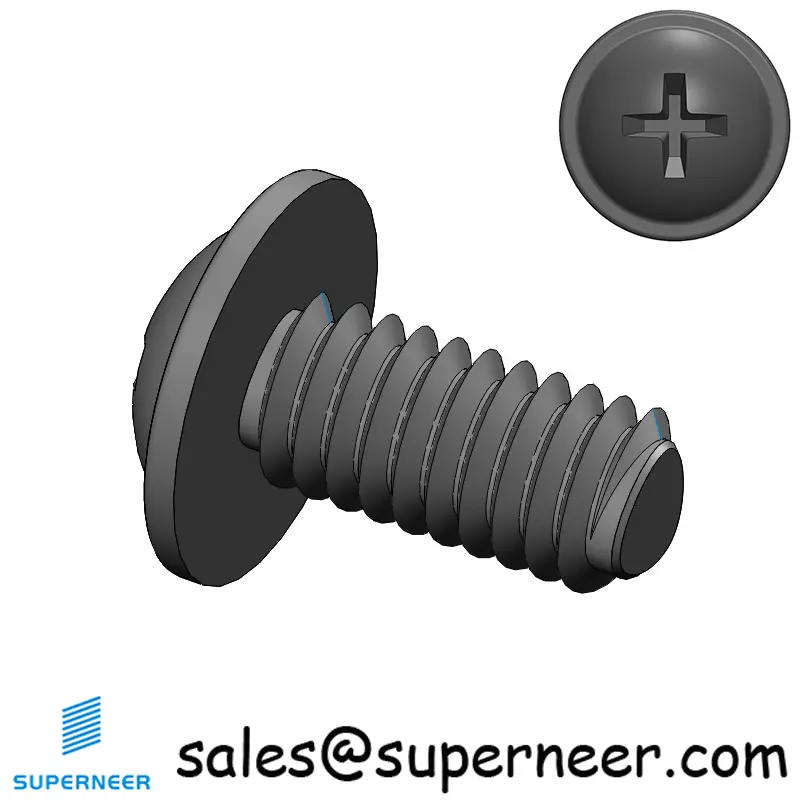 M4 × 8mm Pan Washer Phillips Thread Forming Screws for Metal Steel Black