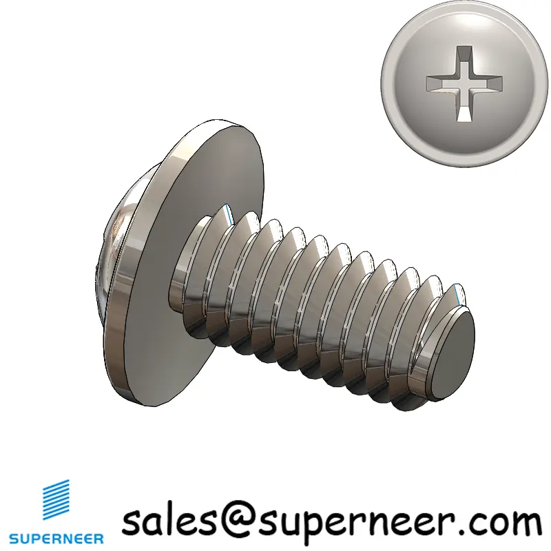 M4 × 8mm Pan Washer Phillips Thread Forming Screws for Metal SUS304 Stainless Steel Inox