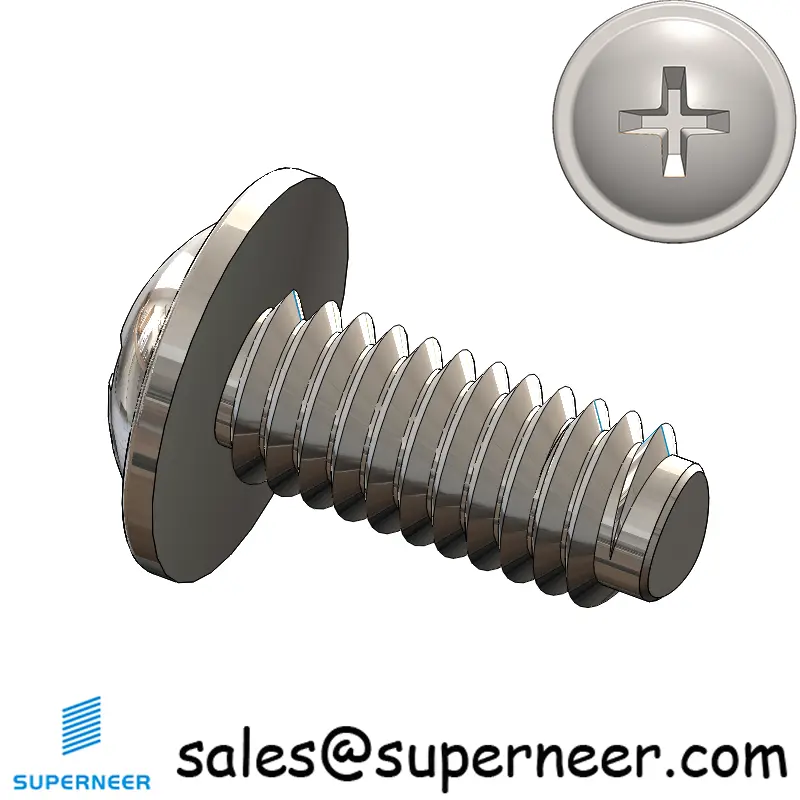 M4 × 9mm Pan Washer Phillips Thread Forming Screws for Metal SUS304 Stainless Steel Inox
