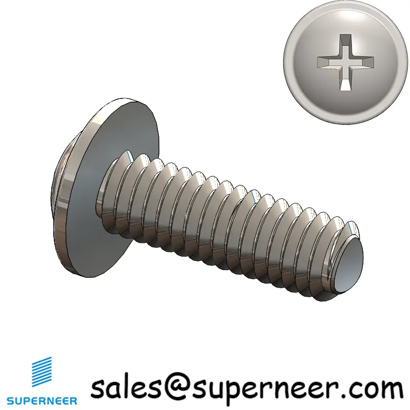 M4 × 12mm Pan Washer Phillips Thread Forming Screws for Metal SUS304 Stainless Steel Inox