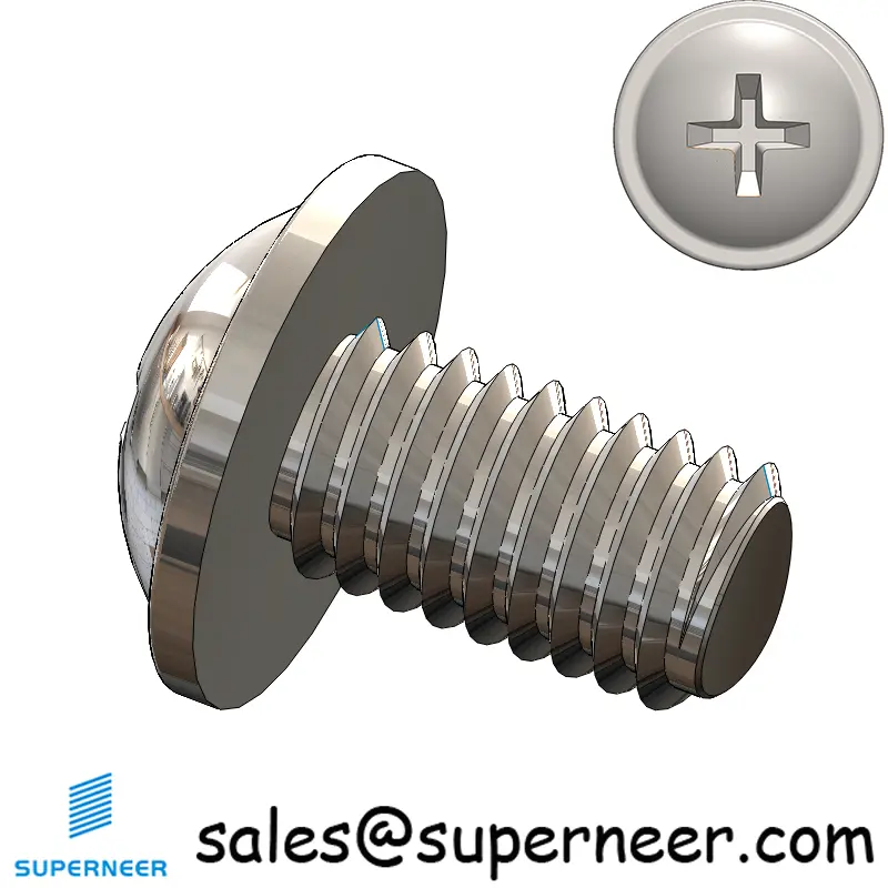 M6 × 10mm Pan Washer Phillips Thread Forming Screws for Metal SUS304 Stainless Steel Inox