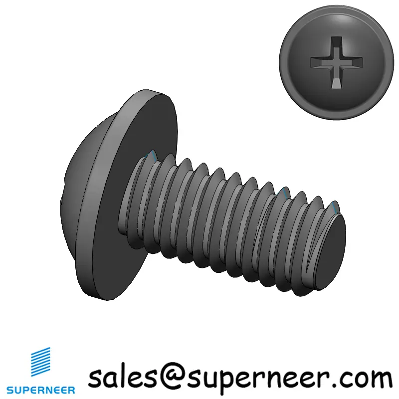 M6 × 12mm Pan Washer Phillips Thread Forming Screws for Metal Steel Black