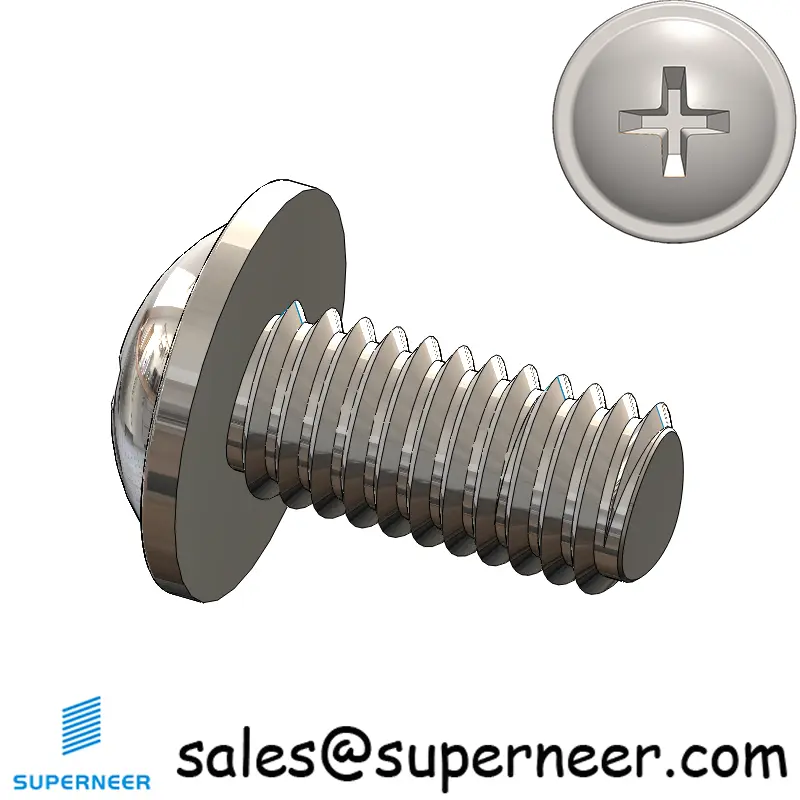 M6 × 12mm Pan Washer Phillips Thread Forming Screws for Metal SUS304 Stainless Steel Inox