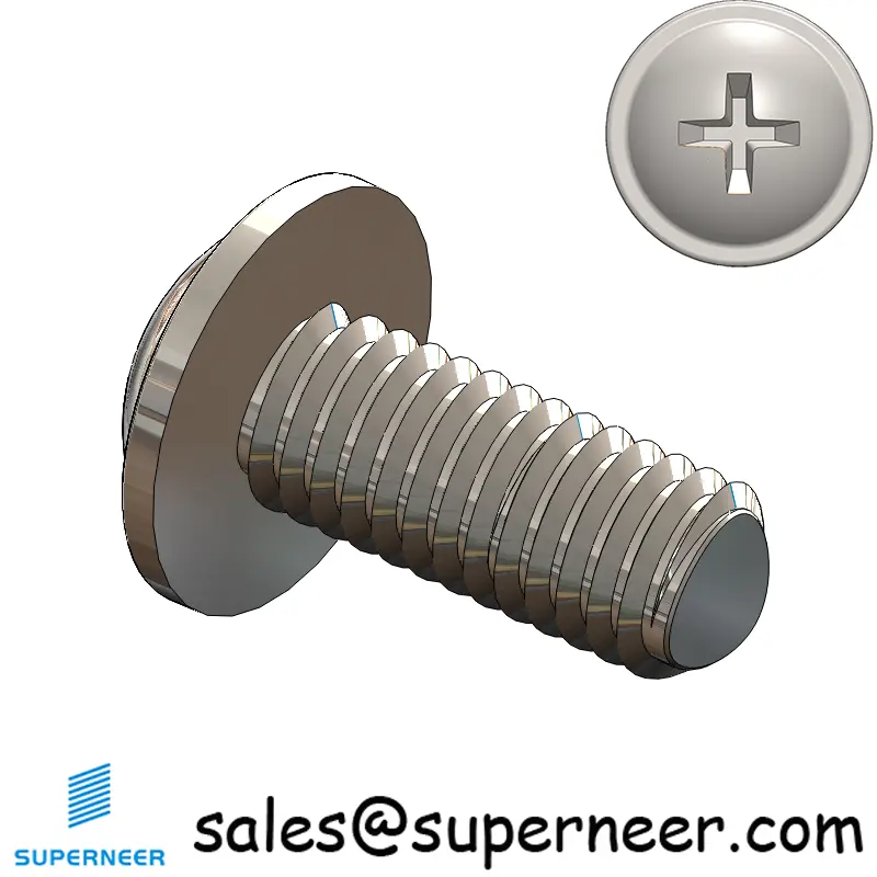 M6 × 14mm Pan Washer Phillips Thread Forming Screws for Metal SUS304 Stainless Steel Inox