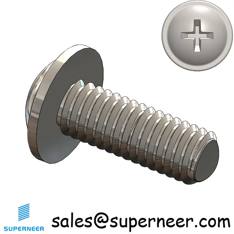 M6 × 16mm Pan Washer Phillips Thread Forming Screws for Metal SUS304 Stainless Steel Inox