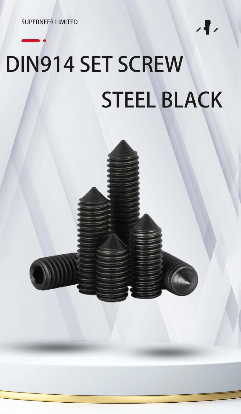 M1.6 x 6mm Socket Set Screw Cone Point Steel Black DIN914