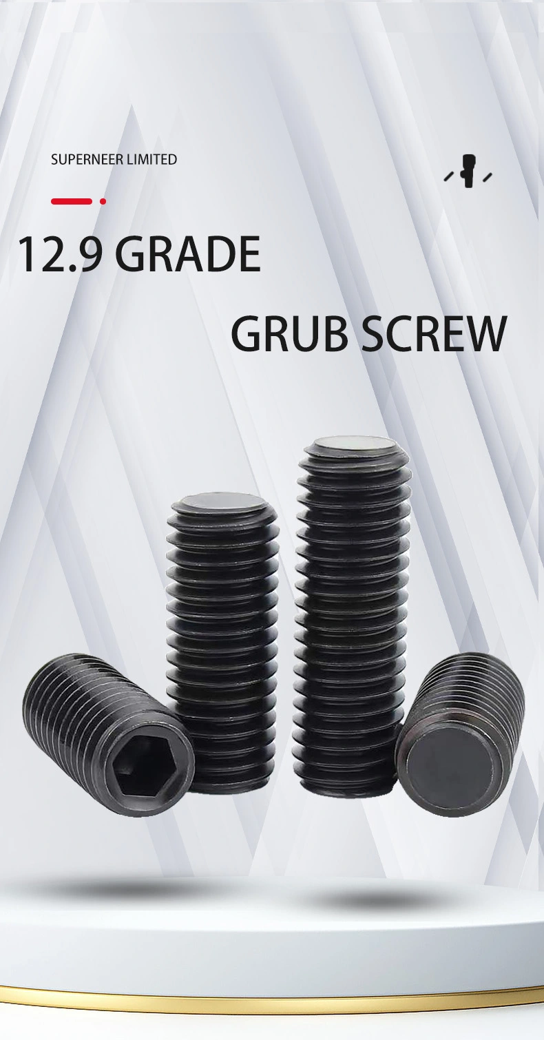 2 x 3/16" Flat Socket Set Screws Steel Black