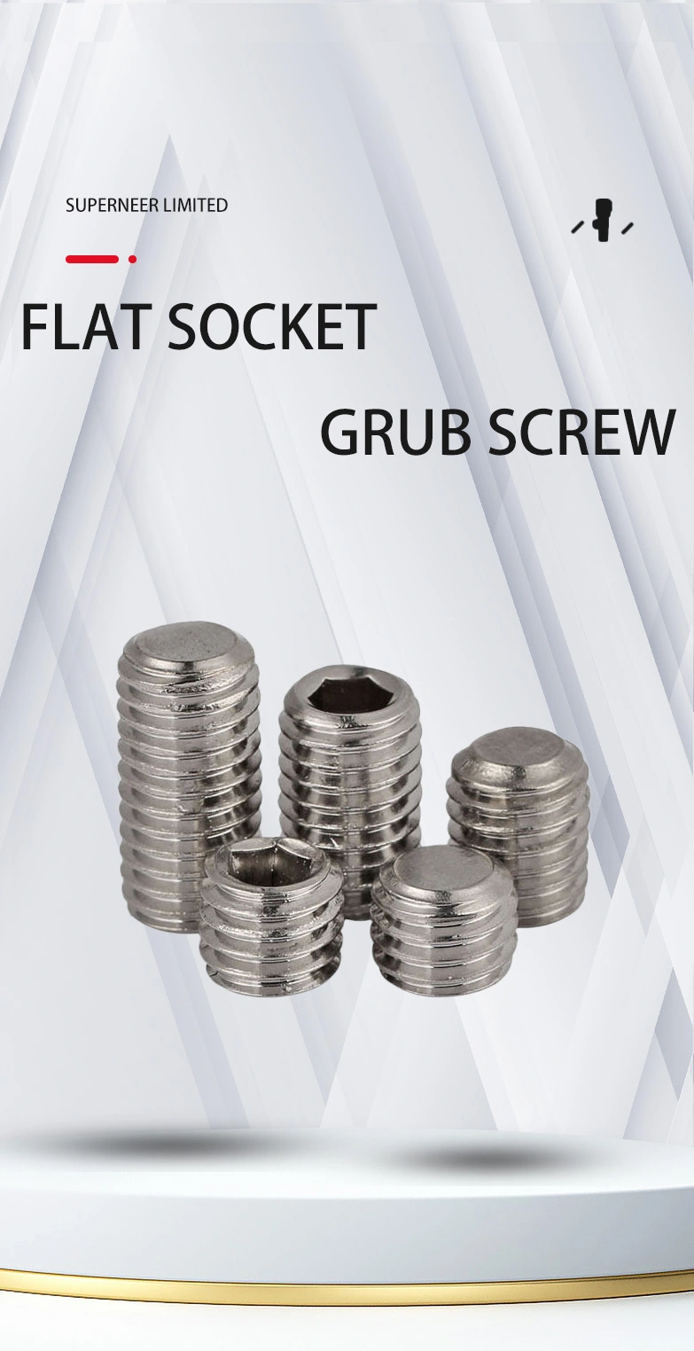 2 x 7/16" Flat Socket Set Screws SUS304 Stainless Steel Inox