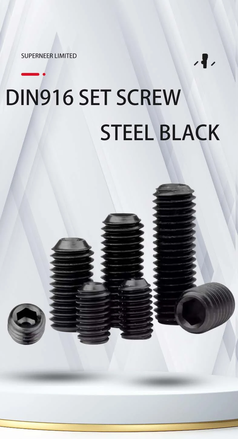 8 x 7/16" Socket Cup Point Set Screws Steel Black Inch