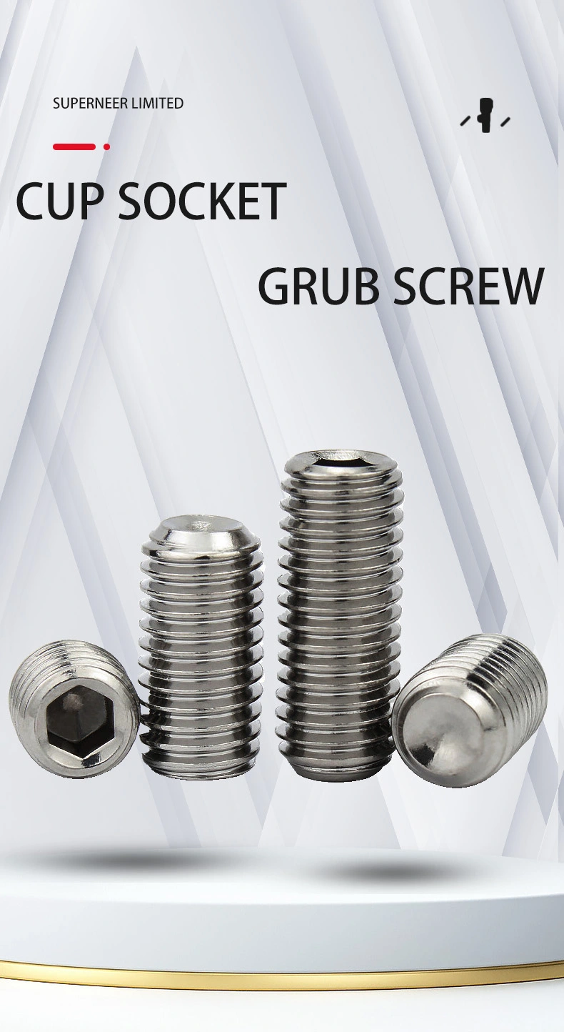 8 x 1/4" Socket Cup Point Set Screws SUS304 Stainless Steel Inox Inch