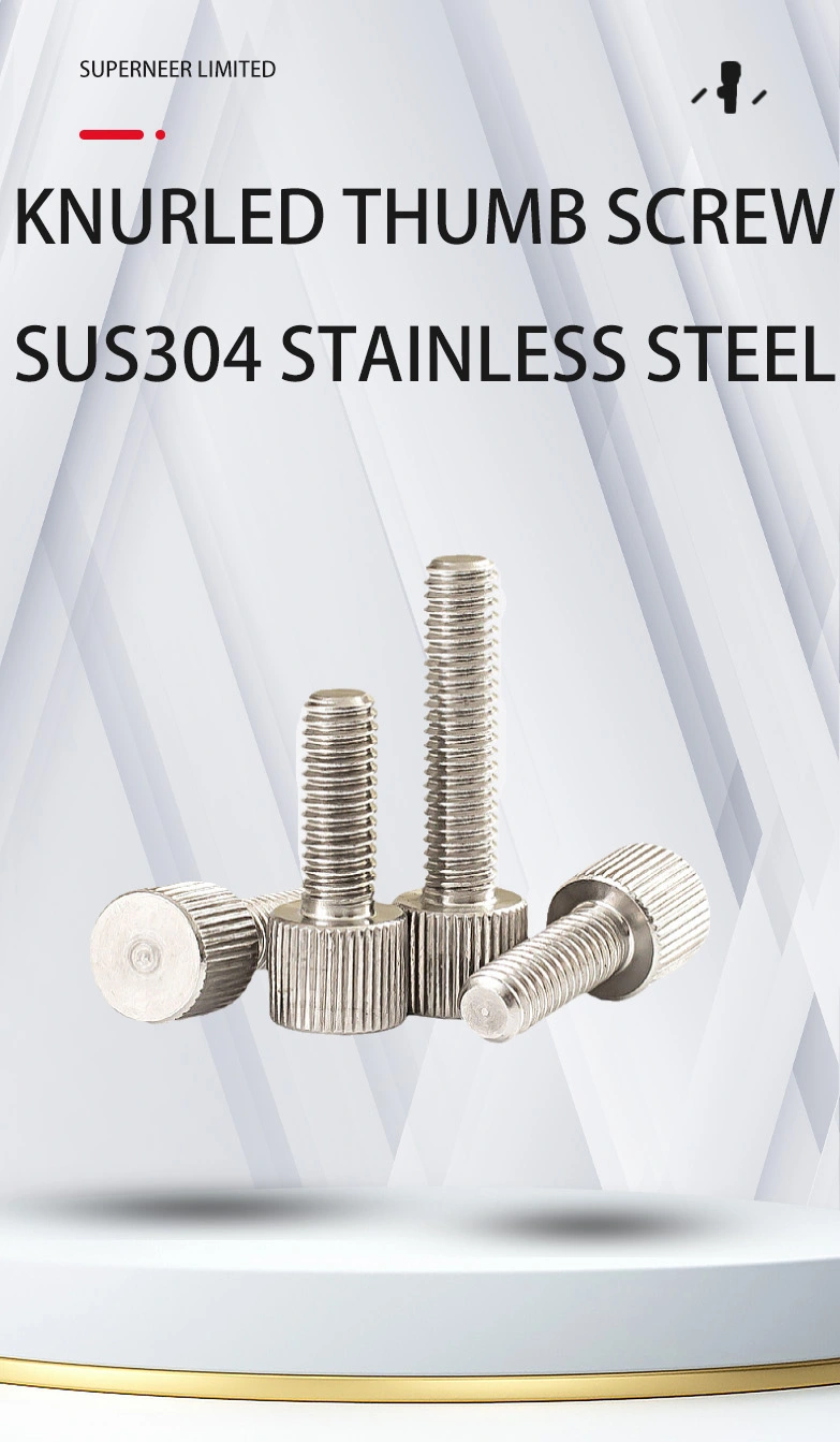 M4 x 30mm Knurled Thumb Screw Flat Head Vertical Knurled Knob Screws SUS304 Stainless Steel Inox
