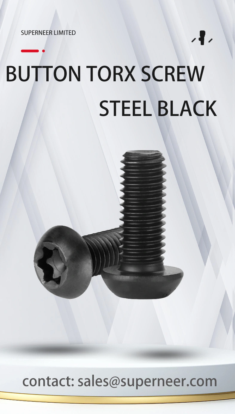 6-32 x 3/16" Button Head Torx Machine Screw Steel Black 