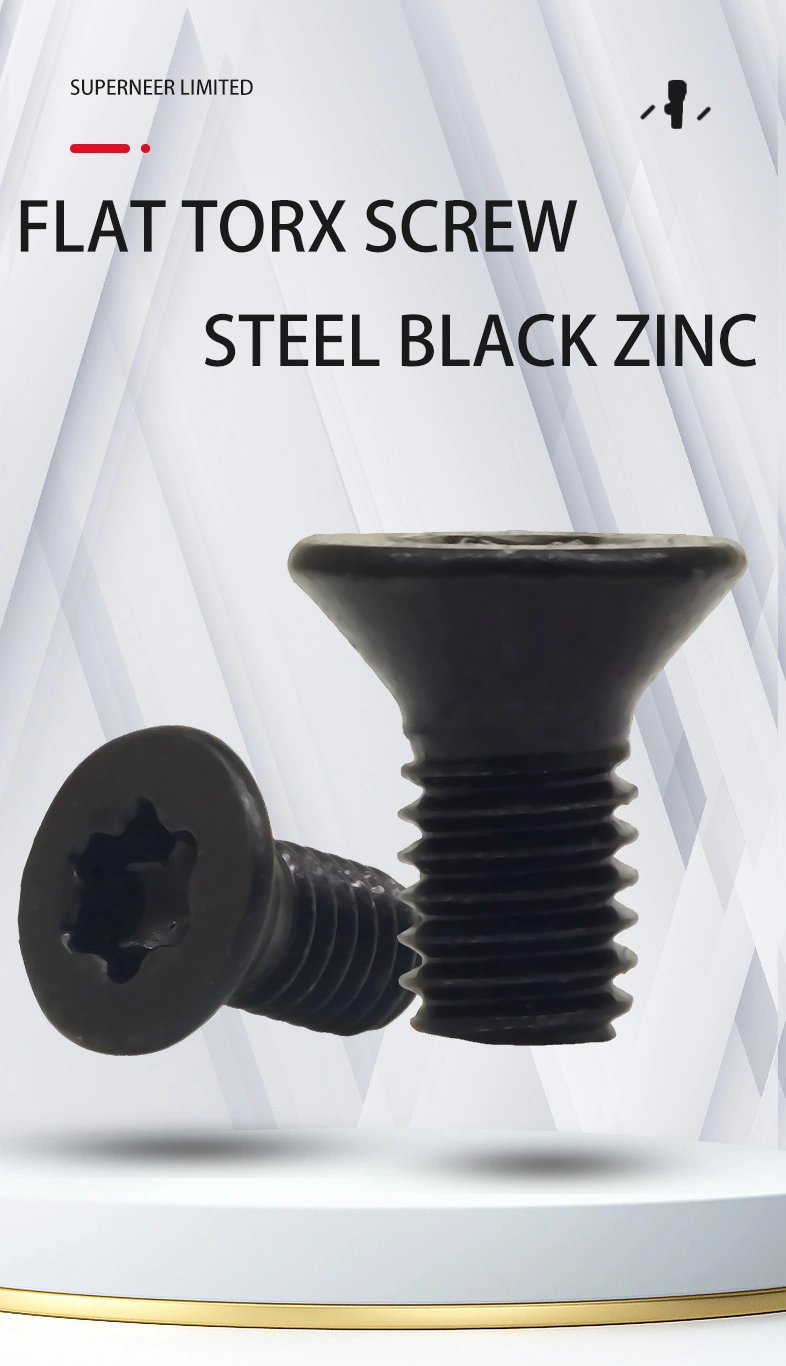 8-32 x 3/8" Flat Head 82&deg; Torx Machine Screw Steel Black