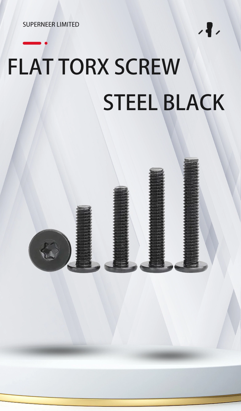 M2.5 x 6mm Torx Flat Head Machine Screw Carbon Steel Black