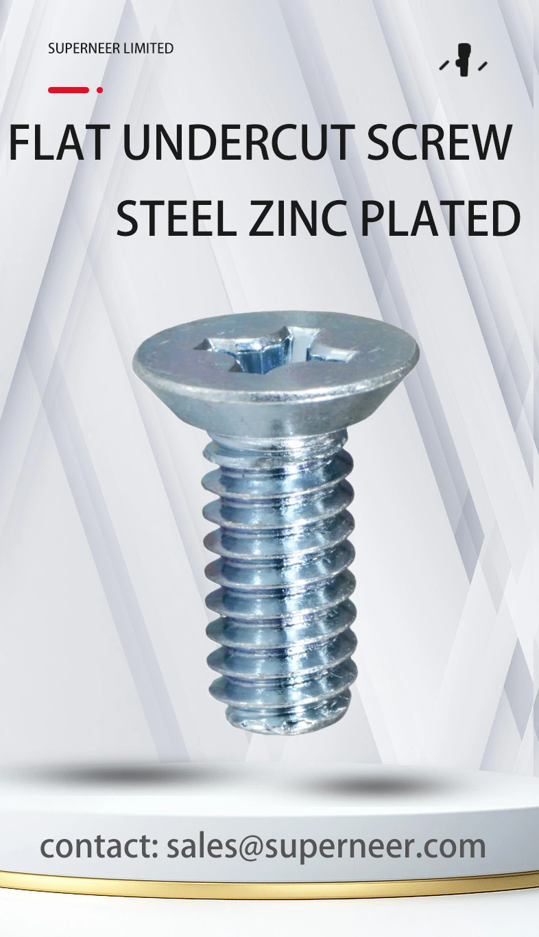 M3.5 x 5 mm Flat Head Undercut Phillips Machine Screw Steel Blue Zinc Plated