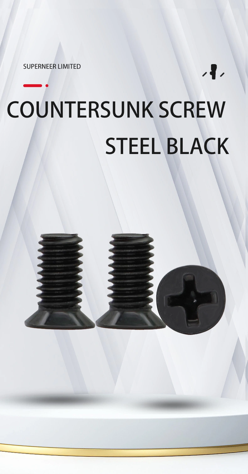 M2 x 6 mm Flat Head 82&deg; Phillips Machine Screw Steel Black