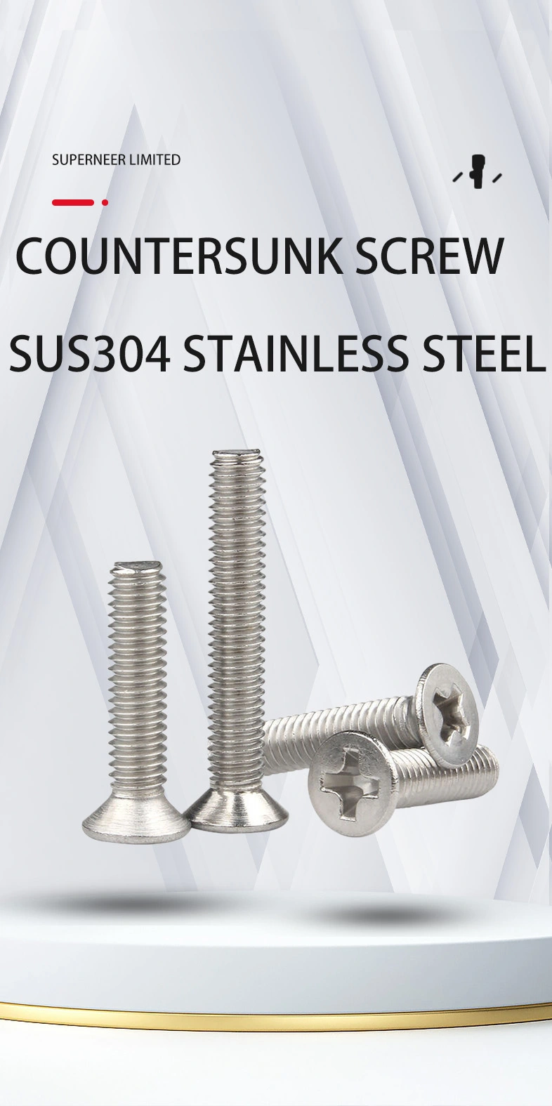 8-32 x 1/4" Flat Head 82&deg; Phillips Machine Screw SUS304 Stainless Steel Inox
