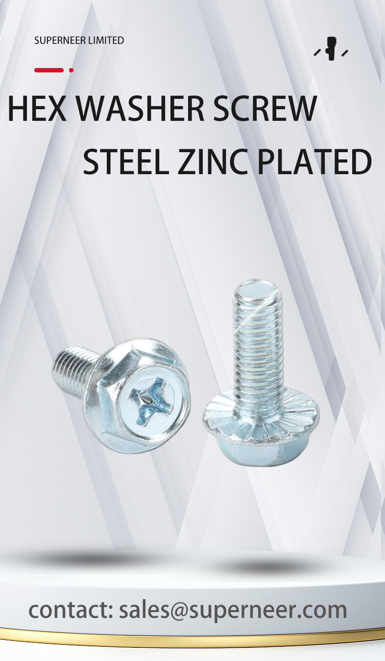 8-32 x 3/16" Indented Hex Washer Serrated Head Phillips Machine Screw Steel Blue Zinc Plated