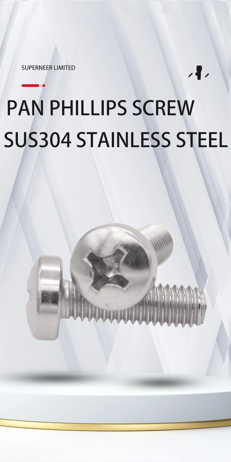 2-56 x 7/16" Pan Head Phillips Machine Screw SUS304 Stainless Steel Inox ANSI/ASME B18.6.3